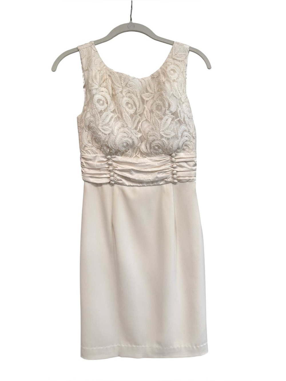 Wendy Katlen Ivory Lace Bodice Sheath cocktail Dress